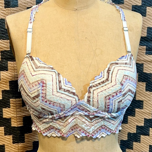 PINK Victoria’s Secret push up bra bralette tank top racer back lace chevron y2k - Picture 6 of 15